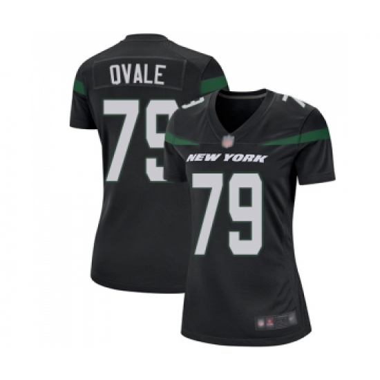 Women's New York Jets 79 Brent Qvale Game Black Alternate Football Jersey