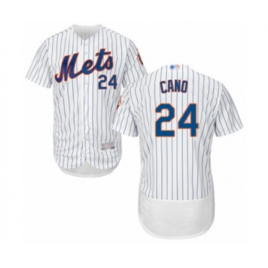 Men's New York Mets 24 Robinson Cano White Home Flex Base Authentic Collection Baseball Jersey