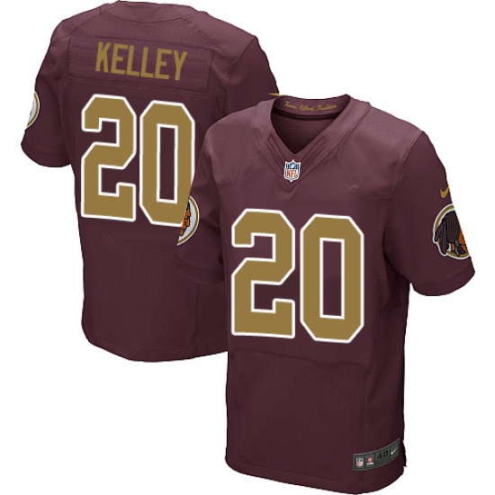 Men's Nike Washington Redskins 20 Rob Kelley Elite Burgundy Red/Gold Number Alternate 80TH Anniversary NFL Jersey