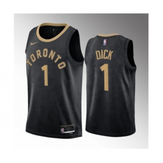 Men's Toronto Raptors 1 Gradey Dick Black 2023 Draft City Edition Stitched Basketball Jersey