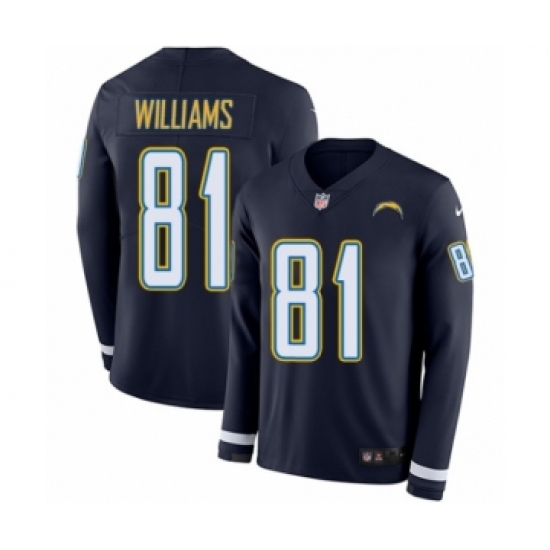 Youth Nike Los Angeles Chargers 81 Mike Williams Limited Navy Blue Therma Long Sleeve NFL Jersey