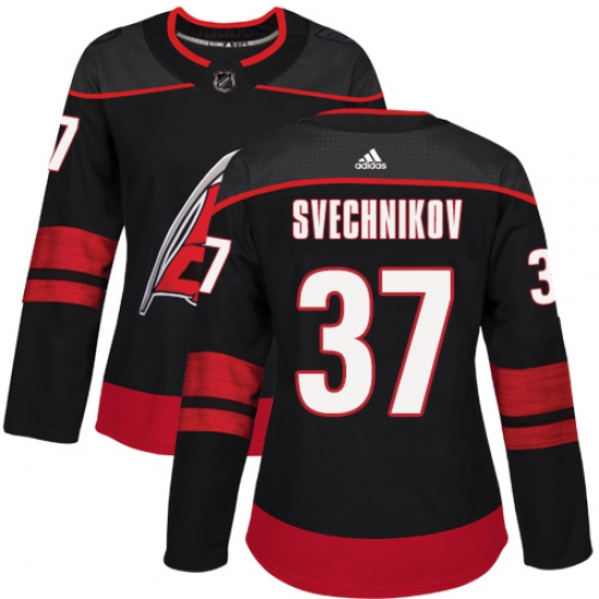 Women's Adidas Carolina Hurricanes 37 Andrei Svechnikov Authentic Black Alternate NHL Jersey