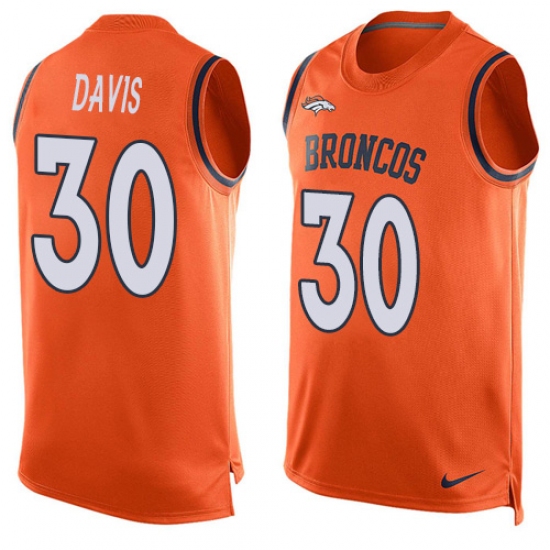 Men's Nike Denver Broncos 30 Terrell Davis Limited Orange Player Name & Number Tank Top NFL Jersey