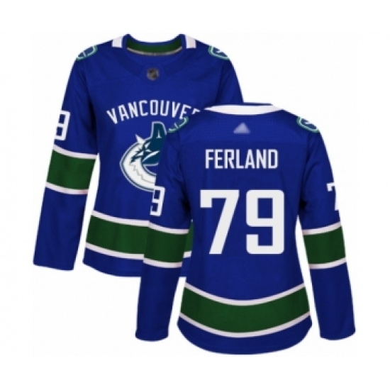 Women's Vancouver Canucks 79 Michael Ferland Authentic Blue Home Hockey Jersey