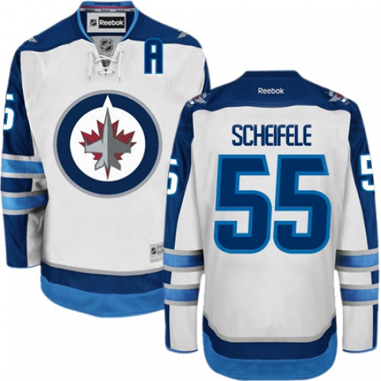 Men's Reebok Winnipeg Jets 55 Mark Scheifele Authentic White Away NHL Jersey