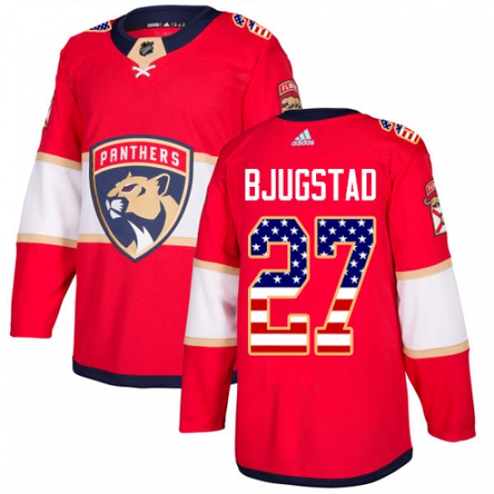 Men's Adidas Florida Panthers 27 Nick Bjugstad Authentic Red USA Flag Fashion NHL Jersey