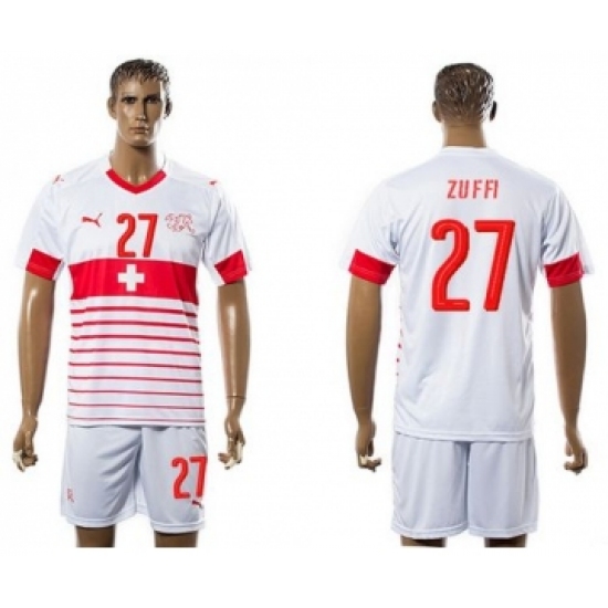 Switzerland 27 Zuffi Away Soccer Country Jersey