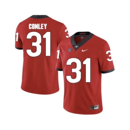 Georgia Bulldogs 31 Chris Conley Red College Football Jersey