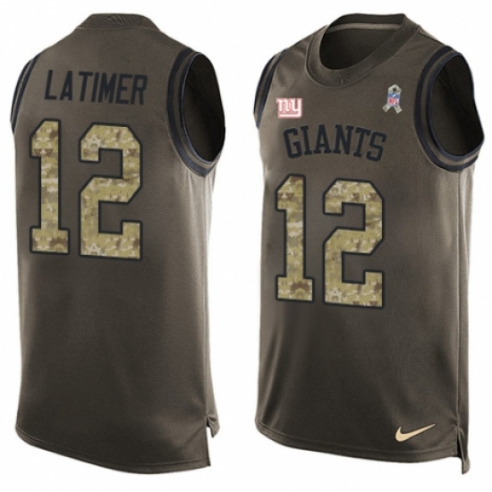 Men's Nike New York Giants 12 Cody Latimer Limited Green Salute to Service Tank Top NFL Jersey