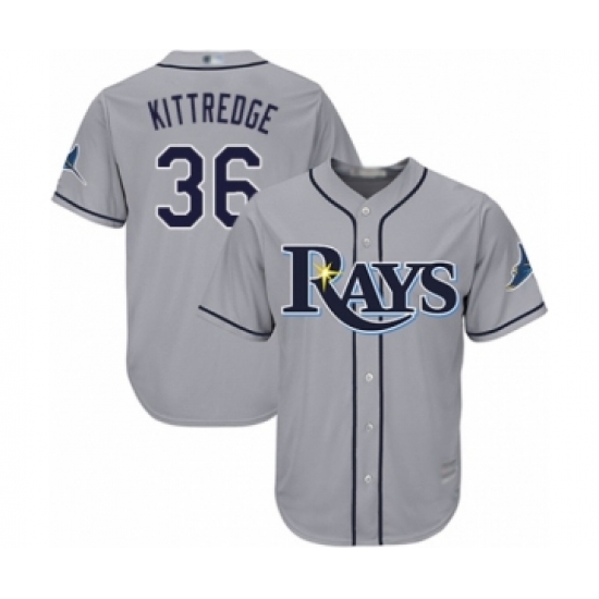 Youth Tampa Bay Rays 36 Andrew Kittredge Authentic Grey Road Cool Base Baseball Player Jersey