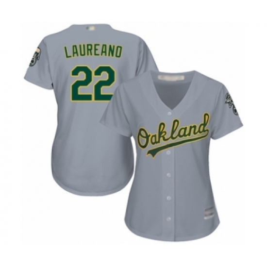 Women's Oakland Athletics 22 Ramon Laureano Authentic Grey Road Cool Base Baseball Player Jersey