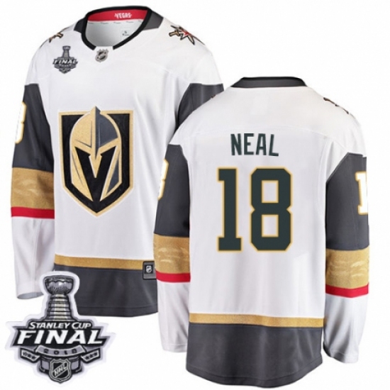 Men's Vegas Golden Knights 18 James Neal Authentic White Away Fanatics Branded Breakaway 2018 Stanley Cup Final NHL Jersey