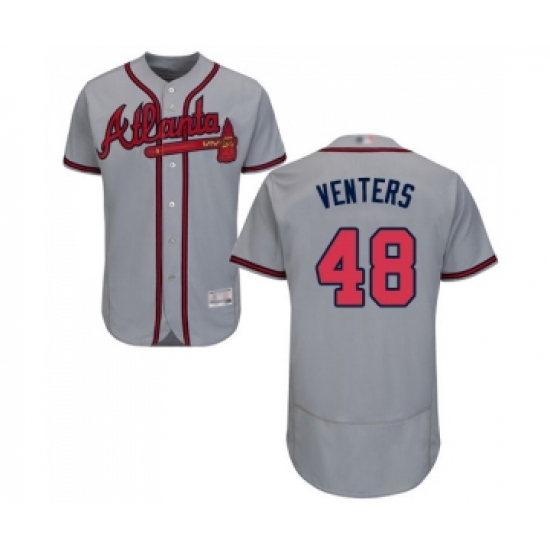 Men's Atlanta Braves 48 Jonny Venters Grey Road Flex Base Authentic Collection Baseball Jersey