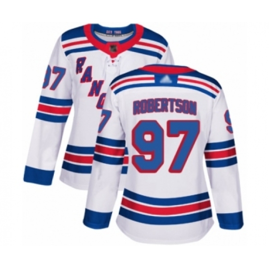 Women's New York Rangers 97 Matthew Robertson Authentic White Away Hockey Jersey