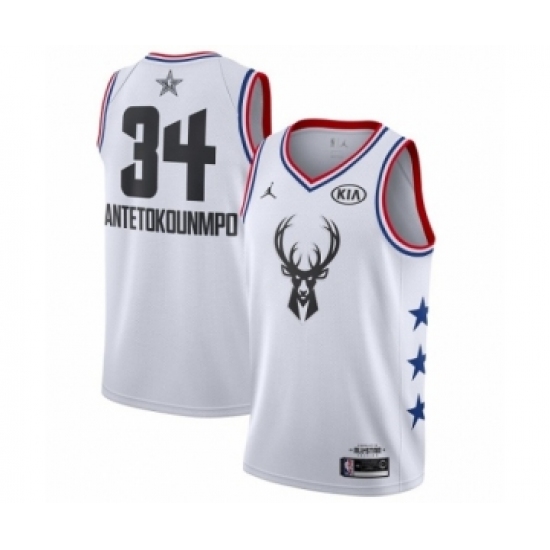 Women's Jordan Milwaukee Bucks 34 Giannis Antetokounmpo Swingman White 2019 All-Star Game Basketball Jersey