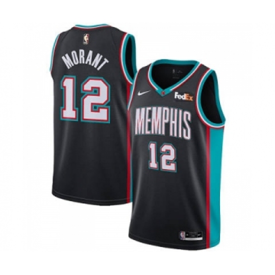 Men's Memphis Grizzlies 12 Ja Morant 2021 Black Swingman Stitched Basketball Jersey