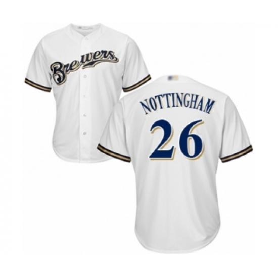 Youth Milwaukee Brewers 26 Jacob Nottingham Authentic White Home Cool Base Baseball Player Jersey