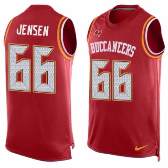 Men's Nike Tampa Bay Buccaneers 66 Ryan Jensen Limited Red Player Name & Number Tank Top NFL Jersey