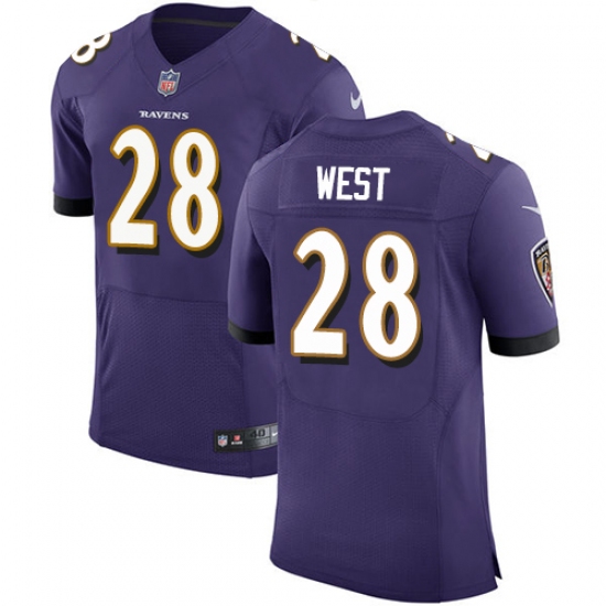 Men's Nike Baltimore Ravens 28 Terrance West Elite Purple Team Color NFL Jersey