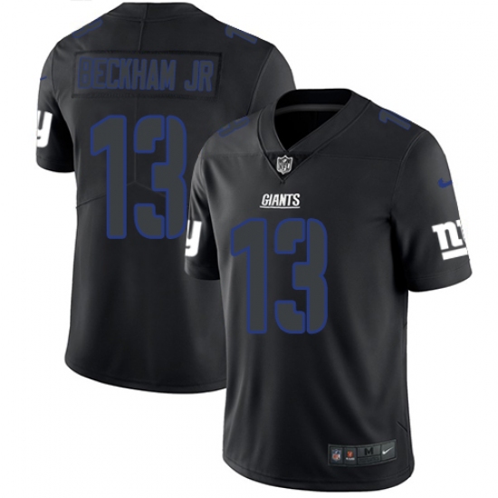 Men's Nike New York Giants 13 Odell Beckham Jr Limited Black Rush Impact NFL Jersey