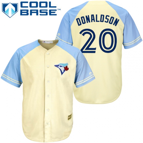 Men's Majestic Toronto Blue Jays 20 Josh Donaldson Authentic Cream Exclusive Vintage Cool Base MLB Jersey