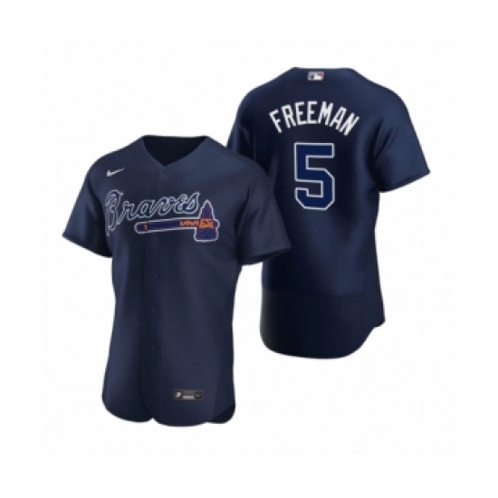 Men's Atlanta Braves 5 Freddie Freeman Nike Navy Authentic 2020 Alternate Jerseys