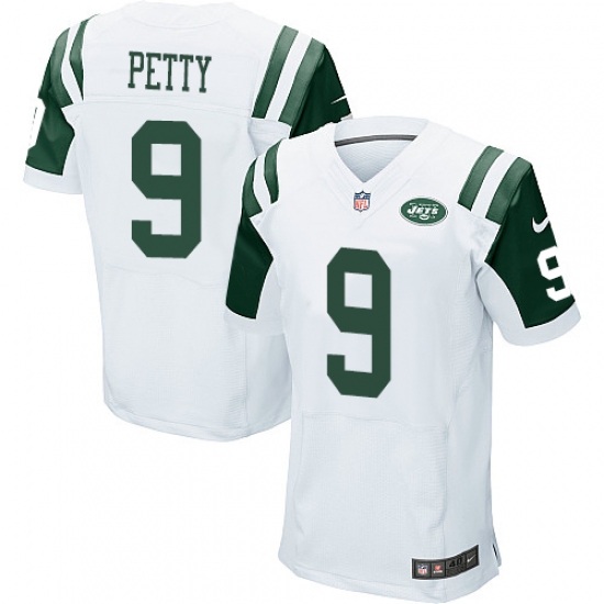 Men's Nike New York Jets 9 Bryce Petty Elite White NFL Jersey