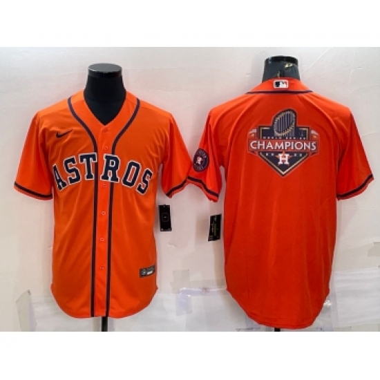 Men's Houston Astros Orange Champions Big Logo With Patch Stitched MLB Cool Base Nike Jersey