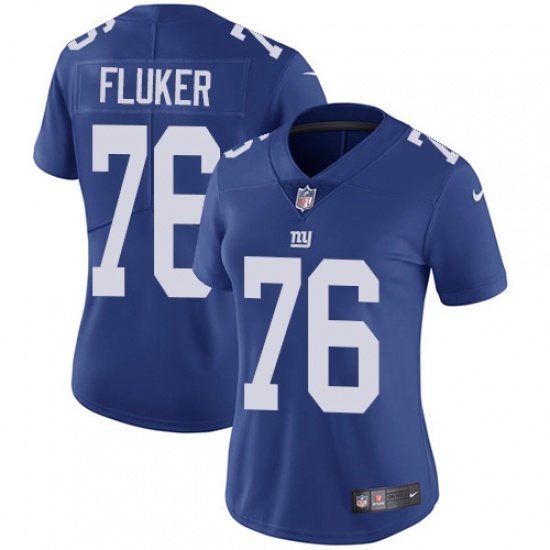 Women's Nike New York Giants 76 D.J. Fluker Royal Blue Team Color Vapor Untouchable Limited Player NFL Jersey