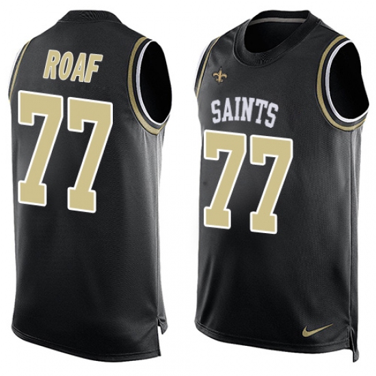 Men's Nike New Orleans Saints 77 Willie Roaf Limited Black Player Name & Number Tank Top NFL Jersey