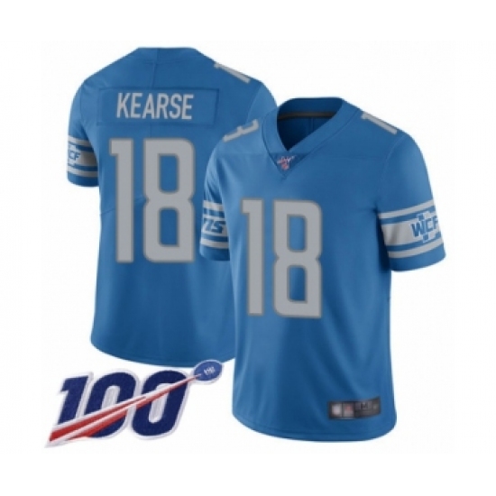 Men's Detroit Lions 18 Jermaine Kearse Blue Team Color Vapor Untouchable Limited Player 100th Season Football Jersey