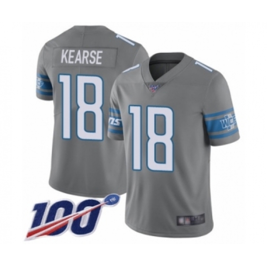 Men's Detroit Lions 18 Jermaine Kearse Limited Steel Rush Vapor Untouchable 100th Season Football Jersey