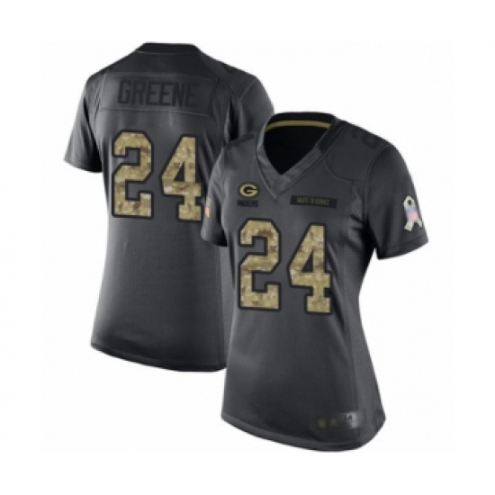 Women's Green Bay Packers 24 Raven Greene Limited Black 2016 Salute to Service Football Jersey