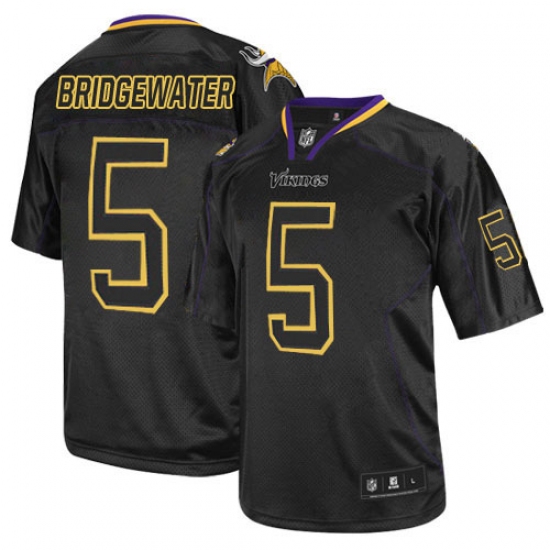 Youth Nike Minnesota Vikings 5 Teddy Bridgewater Elite Lights Out Black NFL Jersey