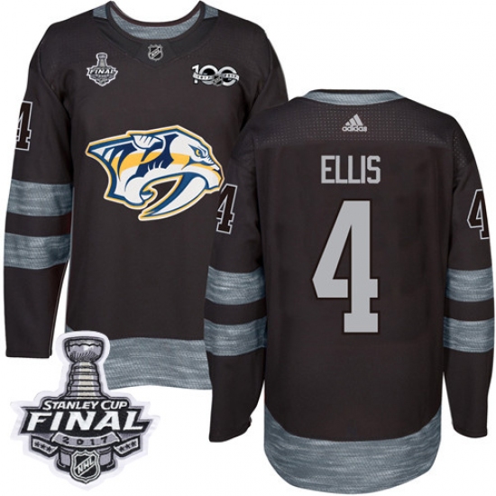 Men's Adidas Nashville Predators 4 Ryan Ellis Premier Black 1917-2017 100th Anniversary 2017 Stanley Cup Final NHL Jersey