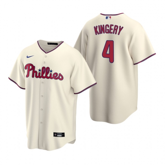 Men's Nike Philadelphia Phillies 4 Scott Kingery Cream Alternate Stitched Baseball Jersey