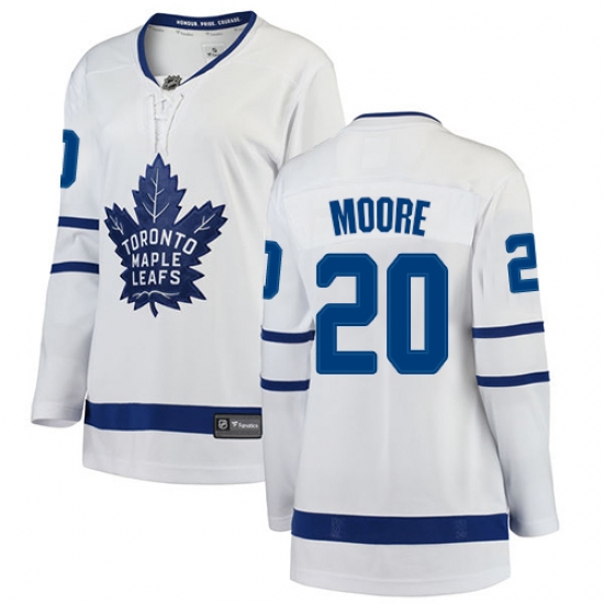 Women's Toronto Maple Leafs 20 Dominic Moore Authentic White Away Fanatics Branded Breakaway NHL Jersey