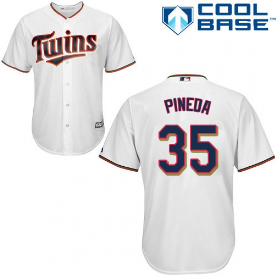 Men's Majestic Minnesota Twins 35 Michael Pineda Replica White Home Cool Base MLB Jersey