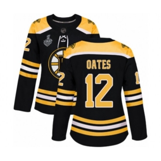 Women's Boston Bruins 12 Adam Oates Authentic Black Home 2019 Stanley Cup Final Bound Hockey Jersey