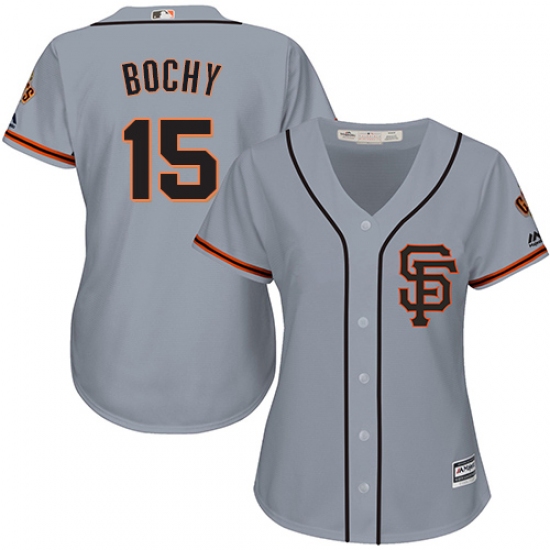 Women's Majestic San Francisco Giants 15 Bruce Bochy Replica Grey Road 2 Cool Base MLB Jersey