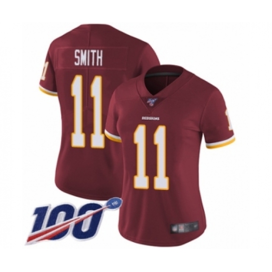 Women's Washington Redskins 11 Alex Smith Burgundy Red Team Color Vapor Untouchable Limited Player 100th Season Football Jersey