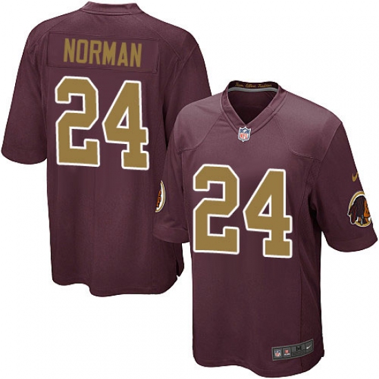 Men's Nike Washington Redskins 24 Josh Norman Game Burgundy Red/Gold Number Alternate 80TH Anniversary NFL Jersey