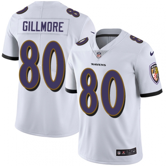 Men's Nike Baltimore Ravens 80 Crockett Gillmore White Vapor Untouchable Limited Player NFL Jersey