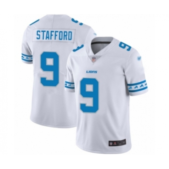 Men's Detroit Lions 9 Matthew Stafford Limited White Team Logo Fashion Football Jersey