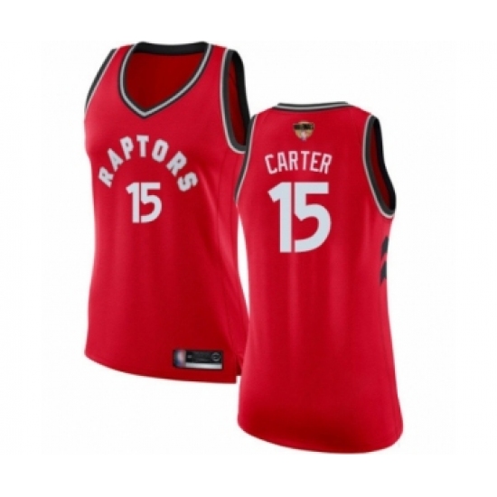 Women's Toronto Raptors 15 Vince Carter Swingman Red 2019 Basketball Finals Bound Jersey - Icon Edition