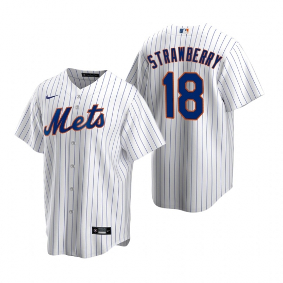 Men's Nike New York Mets 18 Darryl Strawberry White 2020 Home Stitched Baseball Jersey