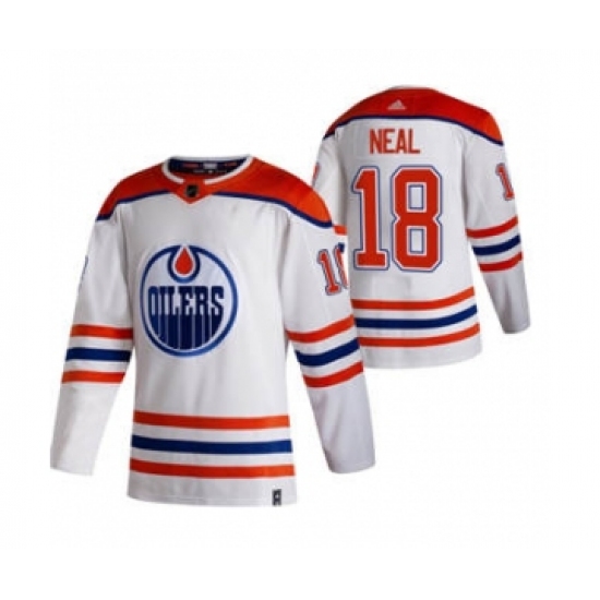 Men's Edmonton Oilers 18 James Neal White 2020-21 Reverse Retro Alternate Hockey Jersey