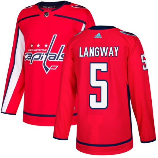 Men's Adidas Washington Capitals 5 Rod Langway Authentic Red Home NHL Jersey