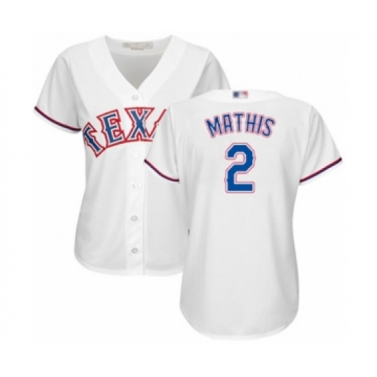 Women's Texas Rangers 2 Jeff Mathis Authentic White Home Cool Base Baseball Player Jersey