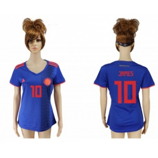 Women's Colombia 10 James Away Soccer Country Jersey